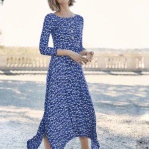 Boden Maisie Jersey Cobalt Crocus Floral Womens Midi Dress